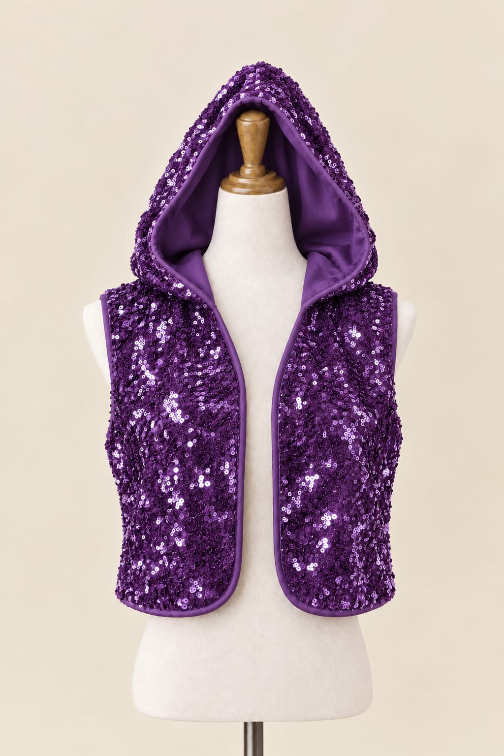 Luxury Full-Sequin Hooded Vest