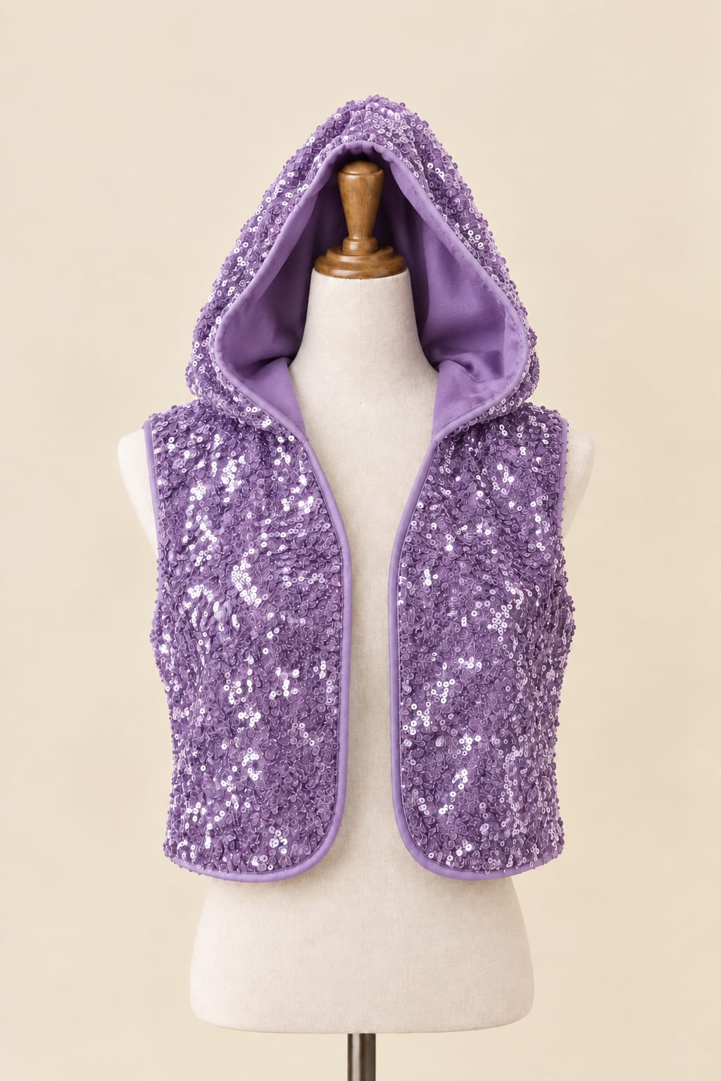 Luxury Full-Sequin Hooded Vest