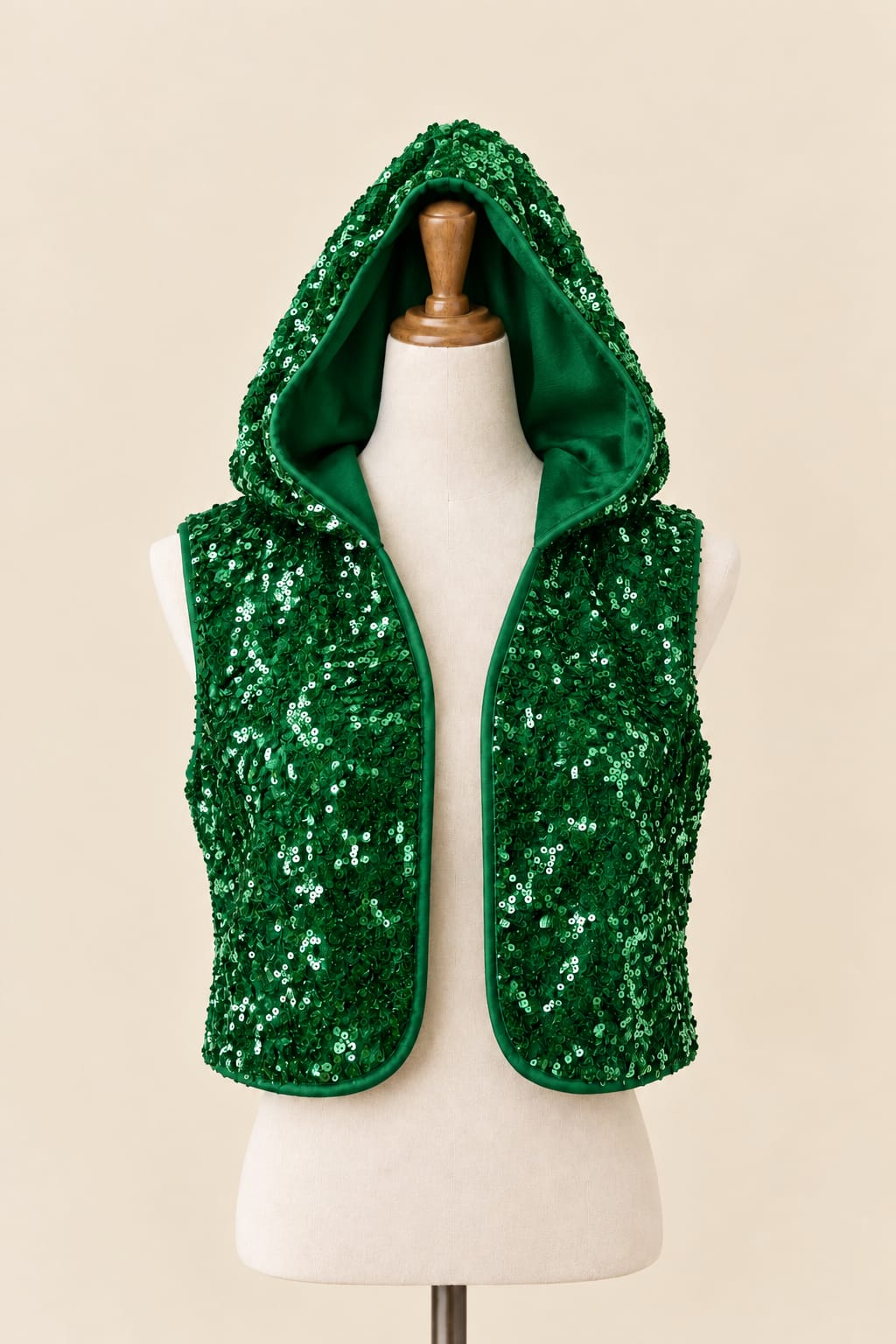 Luxury Full-Sequin Hooded Vest
