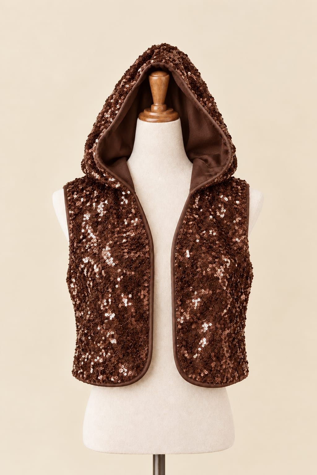 Luxury Full-Sequin Hooded Vest