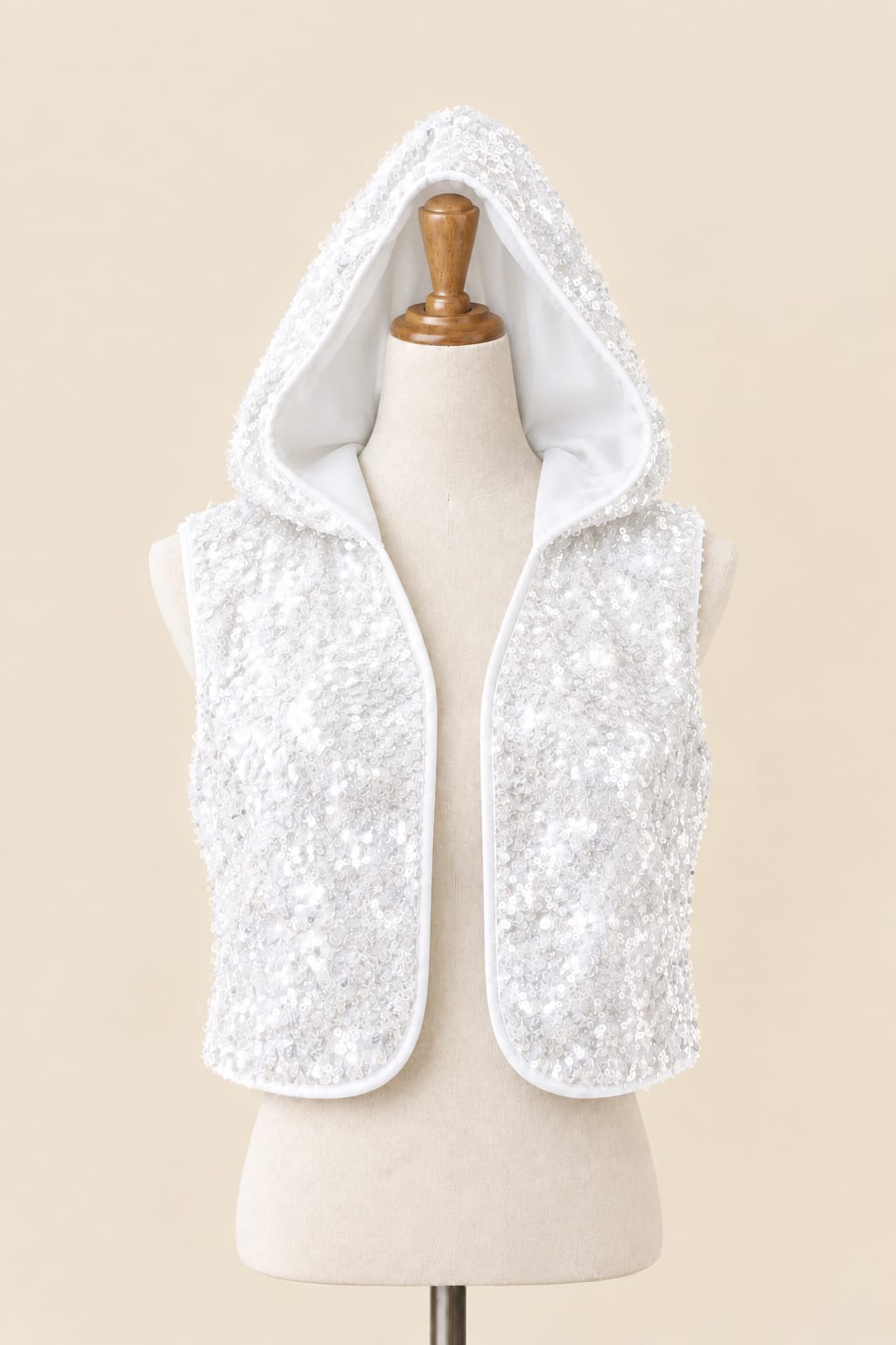 Luxury Full-Sequin Hooded Vest