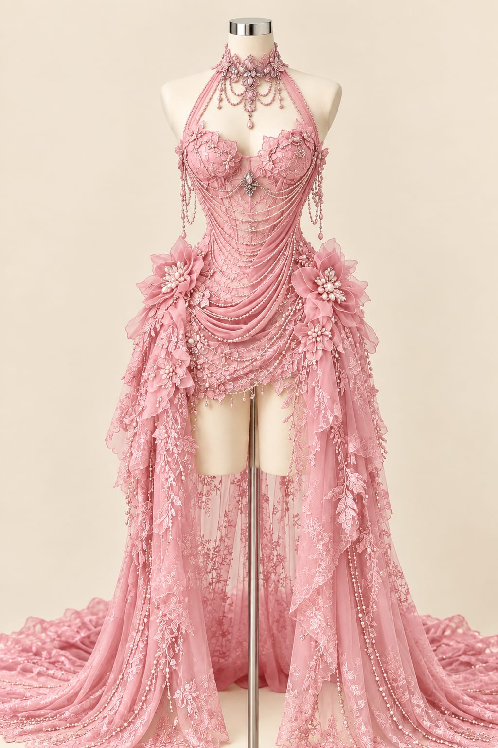 Luxury Wedding Gown with 3D Floral Details and Elegant Sequins