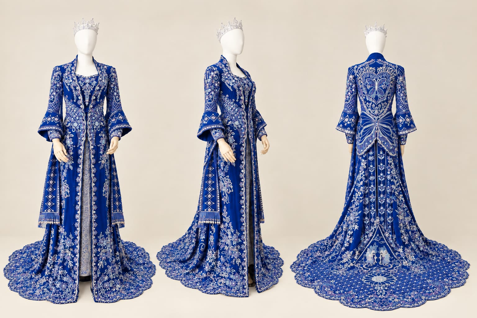 Premium Velvet Kebaya with Long Train, Embellishments and Luxurious Embroidery | By Lunaria Couture