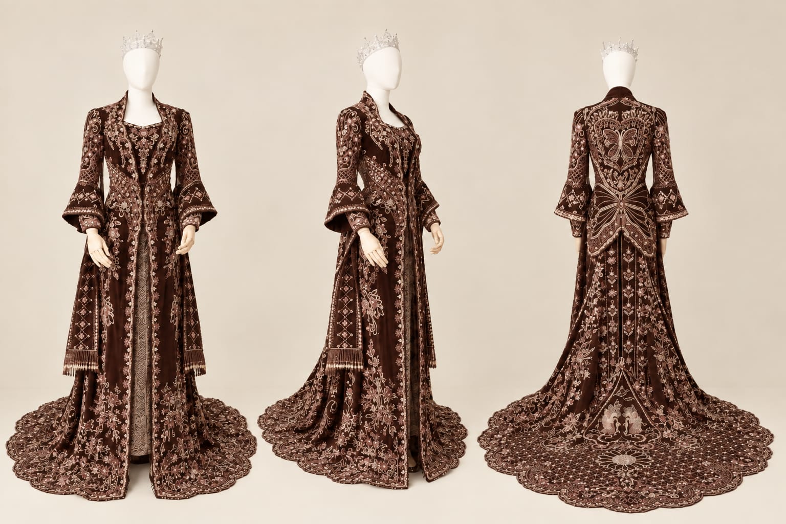Premium Velvet Kebaya with Long Train, Embellishments and Luxurious Embroidery | By Lunaria Couture